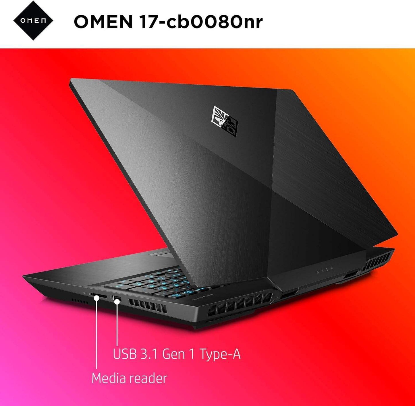 OMEN by HP 2019 17-Inch Gaming Laptop, Intel i7-9750H, NVIDIA GeForce RTX 2070 (8 GB), 16 GB RAM, 512 GB Solid-State Drive, VR Ready, Windows 10 Home (17-cb0080nr, Shadow Black)