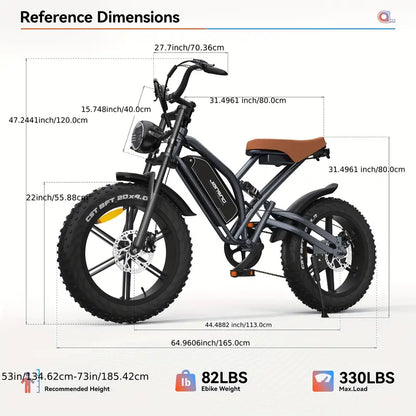 🔥LIMITED TO 37 PIECES ONLY,JANSNO Electric Bike 20" X 4.0 Adult Electric Bike All Terrain Electric Bike 100 Nm 14Ah Removable Battery