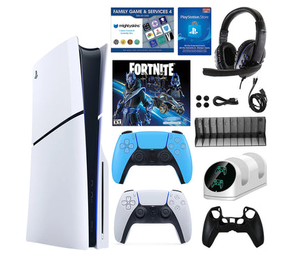 💥PS5 Slim 1TB Disc or Digital Console with Fortnite Accs & 2 Controllers