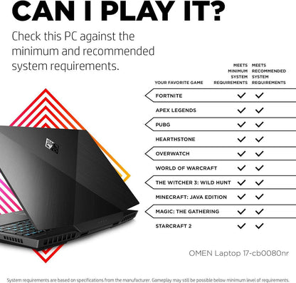 OMEN by HP 2019 17-Inch Gaming Laptop, Intel i7-9750H, NVIDIA GeForce RTX 2070 (8 GB), 16 GB RAM, 512 GB Solid-State Drive, VR Ready, Windows 10 Home (17-cb0080nr, Shadow Black)