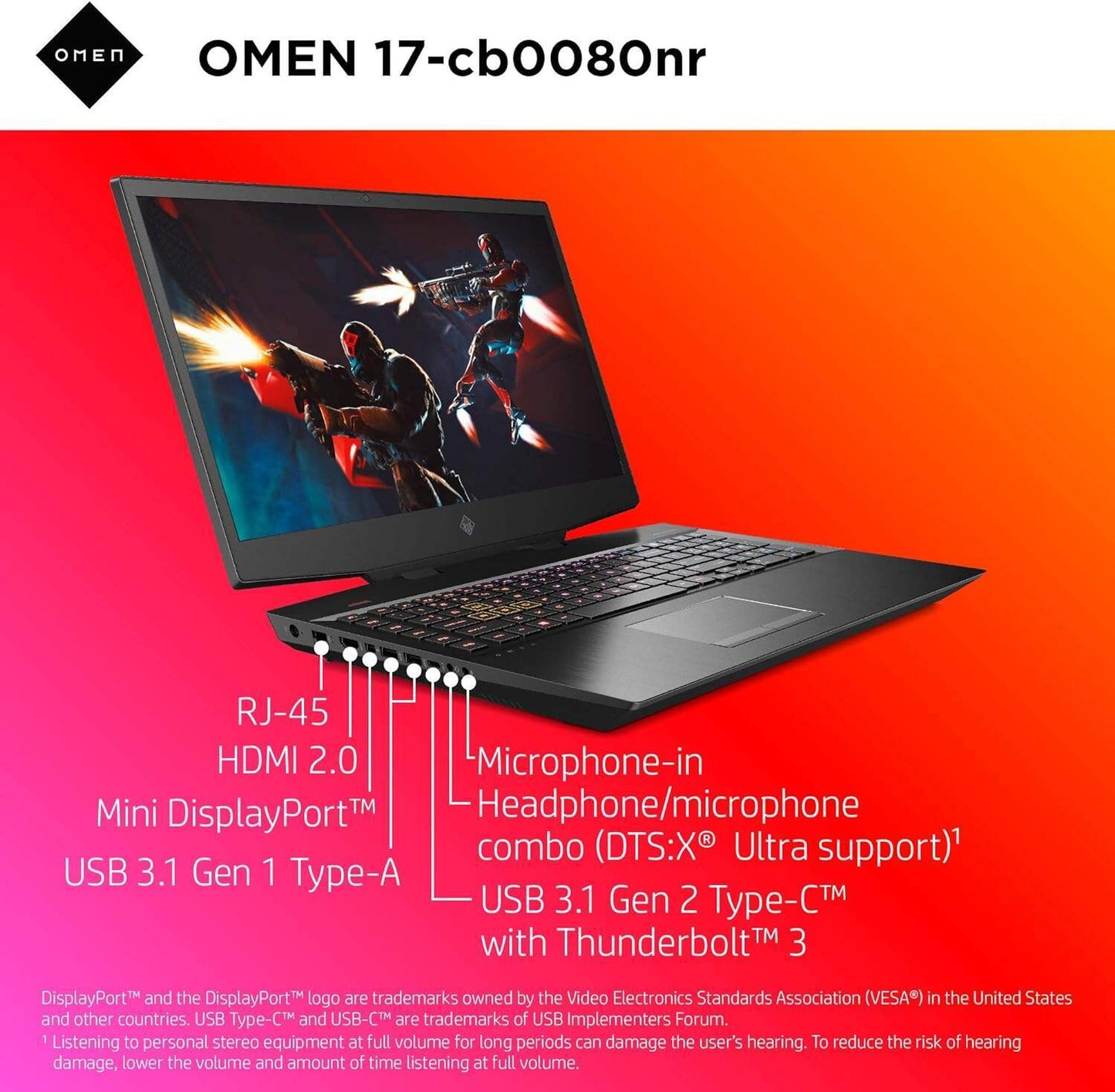 OMEN by HP 2019 17-Inch Gaming Laptop, Intel i7-9750H, NVIDIA GeForce RTX 2070 (8 GB), 16 GB RAM, 512 GB Solid-State Drive, VR Ready, Windows 10 Home (17-cb0080nr, Shadow Black)