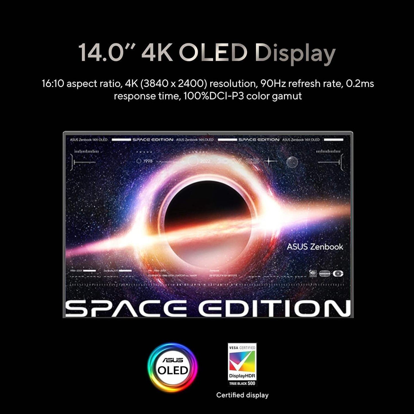 ZenBook 14X OLED Space Edition Laptop, 14” 4K 16:10 OLED Touch Display, Intel Core i9-12900H CPU, 32GB RAM, 1TB SSD, Windows 11 Pro, ZenVision Display, UX5401ZAS-XH99T