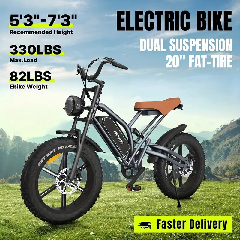 🔥LIMITED TO 37 PIECES ONLY,JANSNO Electric Bike 20" X 4.0 Adult Electric Bike All Terrain Electric Bike 100 Nm 14Ah Removable Battery