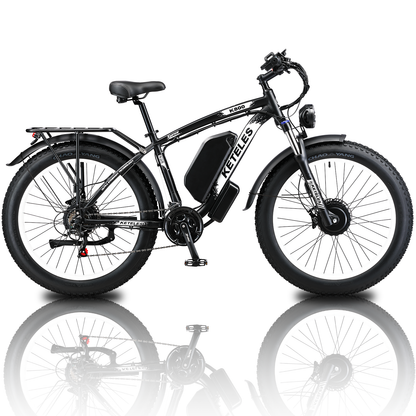 KETELES K800 2000W dual Motors Electric Bike 23AH Battery Electric 26" Inch Fat Tire E-Bike